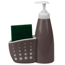 Distributeur de savon avec porte-éponge perforé, gris
