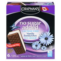 Chapman's sans sucre ajouté et sans lactose sandwich de crème glacée vanille