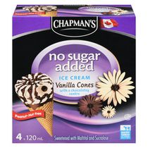 Chapman's sans sucre ajouté cornet de crème glacée vanille