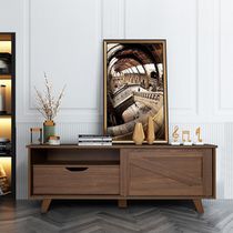 Homycasa Meuble télé avec étagères et tiroirs de rangement, brun