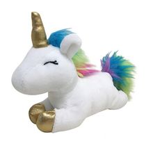 FOUFIT by FouFou Dog - Unicorn Plush Dog Toy for Small, Medium and Large Breeds, with Squeaker | Size Large 16", White (85677)