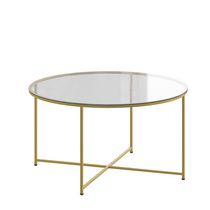 Table à café en verre de la collection Greenwich avec cadre doré mat