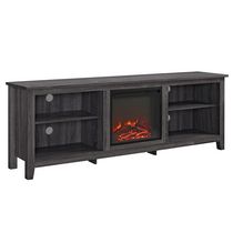 Walker Edison Wren Classic 4 Cubby Fireplace TV Stand for TVs up to 80 Inches, 70 Inch, Driftwood