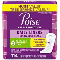 Poise Daily Incontinence Panty Liners, 2 Drop Very Light Absorbency, Regular, 126 Count