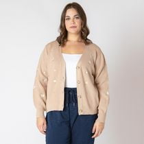 Devoted Women's Plus Size long sleeve knit cardigan with button-up front