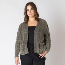 Devoted Taille Plus Femme cardigan à manches longues en tricot