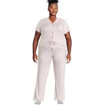 George Plus Women's Notch Collar Pajamas 2-Piece Set