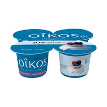 Oikos Yogourt Grec sans gras, Melange des baies, 0% M.G., Brassé, 30% moins de sucre