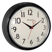 Westclox Horloge Murale Ronde de 9,5 po, noire - Modèle 32042BKCN