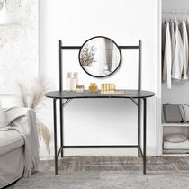 Homycasa Modern 43.3'' Vanity Table With Mirror Console Table - Marble Black