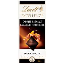 Chocolat noir Lindt EXCELLENCE Caramel et fleur de sel – Barre (100 g)