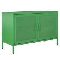 Novogratz Channing 2 Door Storage Cabinet-Mesh Metal Locker, Kelly Green