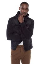Jeaniologie ™ Veste en jean pour homme avec capuche intégrée - Noir