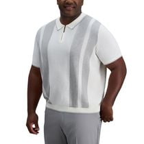 Haggar® Men's Big & Tall Short Sleeve Stripe Popcorn Knit Zip Sweater Polo