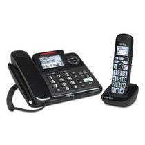 Clarity E814CC Combo de téléphone avec/sans fil amplifié 40 dB avec répondeur numérique - Noir
