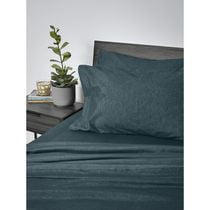 Safdie & Co. Literie Ultra Doux Ensemble de Draps Chinés 4PC Lit Très Grand Sarcelle