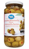 Olives manzanilla farcies avec pâte de piments Great Value