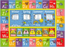 KC Cubs Playtime Collection ABC Alphabet, Seasons, Months and Days of The Week Educational Learning & Game Area Rug Carpet for Kids and Children Bedrooms and Playroom