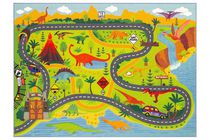 KC Cubs Playtime Collection Dinosaur Dino Safari Road Map Educational Learning & Game Area Rug Carpet for Kids and Children Bedrooms and Playroom