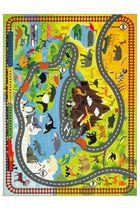 KC Cubs Playtime Collection Animal Safari Road Map Educational Learning & Game Area Rug Carpet for Kids and Children Bedrooms and Playroom