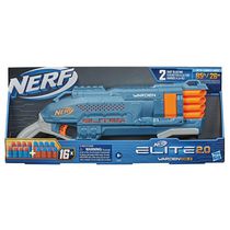 Nerf Elite 2.0, blaster Warden DB-8, 16 fléchettes Nerf officielles, 2 fléchettes d'un coup, rail tactique pour personnaliser, tir à pompe