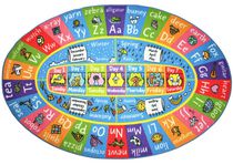 KC Cubs Playtime Collection ABC Alphabet, Seasons, Months and Days of The Week Educational Learning & Game Oval Area Rug Carpet for Kids and Children Bedrooms and Playroom