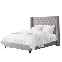 CorLiving Fairfield King Size Tufted Bed with Winged Headboard