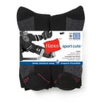 Hanes Men's 6 Pack Sport Cuts Crew Cushion Sock