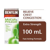 BENYLIN® Extra Strength Mucus & Phlegm Plus Cough Control Syrup, Daytime, Relieves Mucus & Phlegm plus Dry Cough 100mL