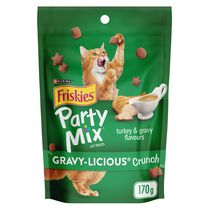 Friskies Party Mix Gâteries pour Chats Gravy-Licious Saveurs de Dinde et de Sauce Croquant
