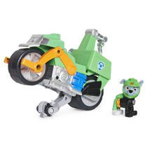 PAW Patrol, Moto Pups Rocky’s Deluxe Pull Back Motorcycle Vehicle with Wheelie Feature and Figure