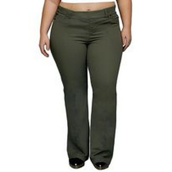 Frankie & Stella ™Ladie's High Rise Wide Leg Pant PLUS-Olive