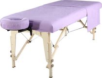 Set de 3 pièces de drap en flanelle de coton Master Massage comprenant un drap plat, un drap housse et un protège visage - Violet
