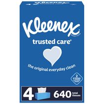 Mouchoirs Soins de confiance de Kleenex®, 4 boîtes plates, 160 mouchoirs par boîte (640 mouchoirs au total)