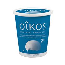 Oikos Yogourt Grec sans gras, Nature, 2% M.G., sans sucre ajouté
