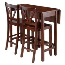 Winsome Lynnwood 3-Piece Drop Leaf Table with 2 Counter V-Back Stools - 94355