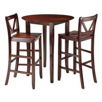 Winsome Fiona 3-Piece High Round Table with 2 Bar V-Back Stool - 94385