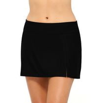 Krista Women's Black A-Line Swim Skirt with Built-In Shorts Bottom