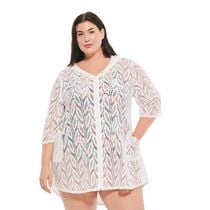 Krista Plus Women's Hooded Mesh Cover-Up Swimwear Lightweight Beachwear