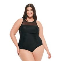 Krista Plus Women's High Neck Mesh One-Piece Swimsuit