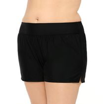 Krista Plus Women's Full Coverage Black Swim Boyshorts Swim Bottoms