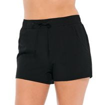 Krista Women's Black High-Waist Tactel Tummy Control Swim Shorts Bottom