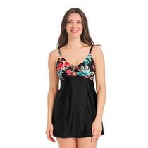 Krista Women's V-neck Ruched front One Piece Swim Dress