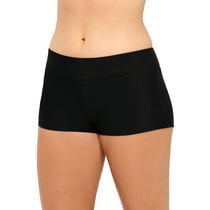 Krista Women's Full Coverage Black Swim Boyshorts Swim Bottoms