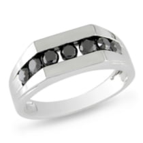 Asteria 10 K White Gold 1ct Black Diamond Men's Ring