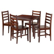 Winsome Kingsgate 3-Piece Dining Table with 4 Hamilton Ladder Back Chairs - 94537
