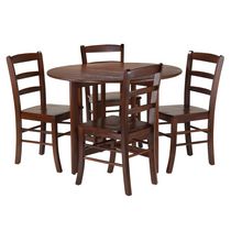 Winsome Alamo 5-Piece Round Drop Leaf Table with 4 Ladder Back Chairs -94551
