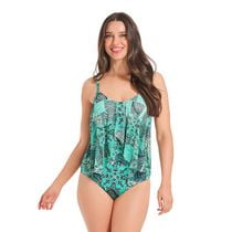 Krista Women's Scoop Neck Mesh Tiered One Piece Swimsuit