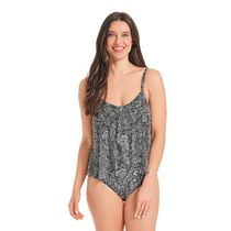 Krista Women's Scoop Neck Mesh Tiered One Piece Swimsuit