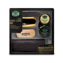 Moneysworth & Best Shoe Care Kit 7PCS Brown Case - Black & Neutral Shoe Polish, Shoehorn, Shine Brush, Shine Sponge, Shine Cloth, Carrying Case